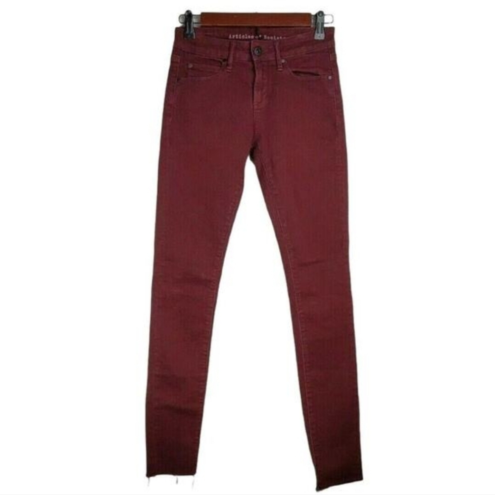 Articles of Society Mya Pants Womens Sz 24 Alpine Burgundy Skinny Low Rise Jeans